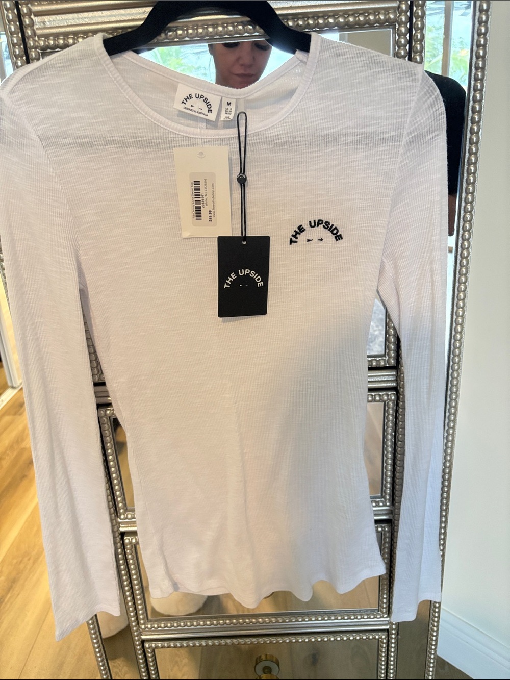 The Upside White Ribbed Long-Sleeve Crew Tee